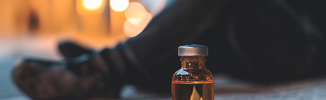 Person sitting next to drugs